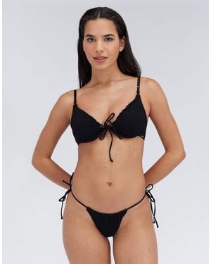 Boux Avenue Ibiza Crinkle Tie Side Thong Bikini Bottoms With Ruching - Black