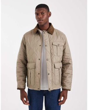 Jack & Jones Quilted Jacket With Cord Collar - Natural