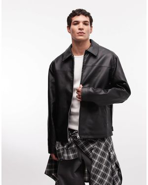 ASOS Faux Leather Harrington Jacket - Black
