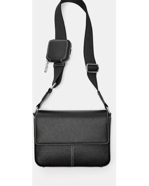 Pull&Bear Borsa A Tracolla Nera Con Impunture - Nero