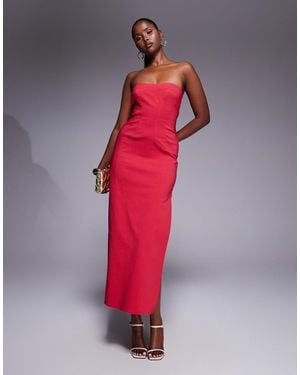 ASOS Bengaline Seam Detail Midi Dress - Red