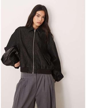 ASOS Oversized Denim Bomber Jacket - Black