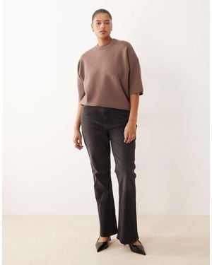 ASOS Asos Design Curve Mid-rise Flare Jeans - Natural