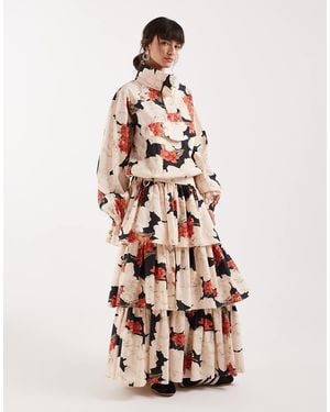 ASOS Tiered Drop Waist Maxi Skirt - White