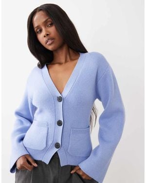 Gina Tricot Shaped Knitted Cardigan - Blue