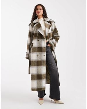 4th & Reckless – exklusiver, karierter longline-trenchcoat - Weiß