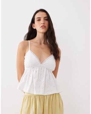 ASOS Lace Detail Broderie Babydoll Vest - White