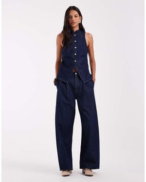 ASOS Pleat Front Horseshoe Jeans - Blue