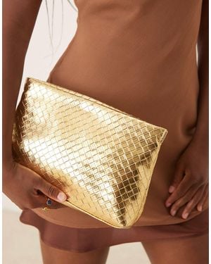 ASOS Pochette tissée zippée sur le haut - Marron