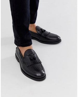 Farah Leather Tassel Loafer - Black