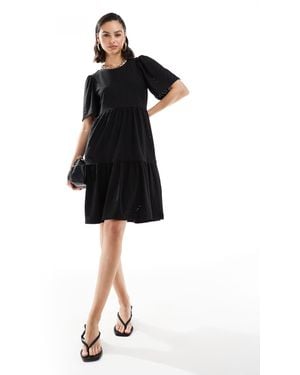 Jdy Tiered Broderie Midi Dress - Black