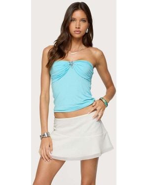 Edikted Seaborn Strapless Twist Front Top - Blue