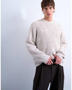 TOPMAN Relaxed Fit Knit Jumper With Nep - White