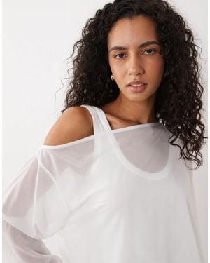 ASOS Cape-oberteil mit langen ärmeln - Weiß