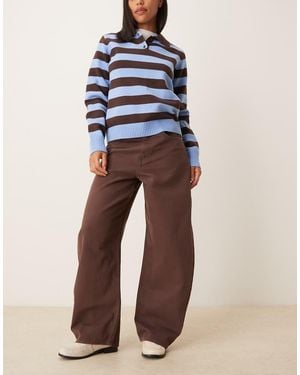 ASOS High Waisted Barrel Leg Jeans - Brown