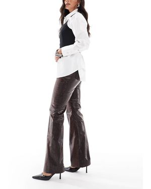 ASOS Tailored Faux Leather Clean Flare Trousers - White