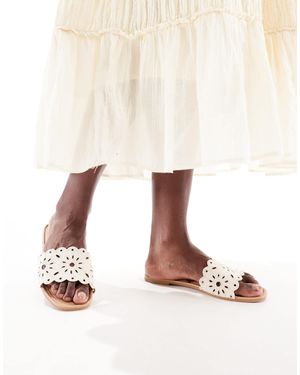 New Look Cut Out Linen Look Sandal - Natural