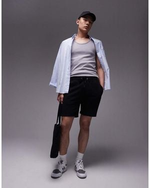 TOPMAN Classic Fit Jersey Short With Raw Hem - Black