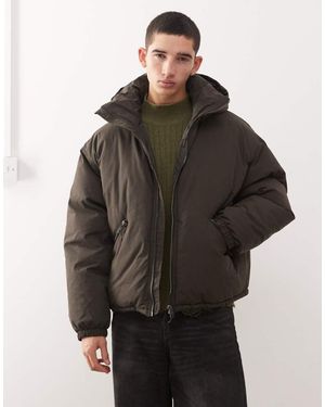 Weekday Chaqueta Bomber Acolchada Marrón Chocolate Floyd De - Negro
