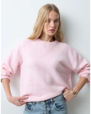 Aware Premium Maglione Lavorato A Maglia Oversize Girocollo - Rosa