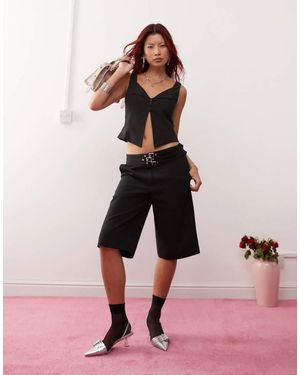 Lioness Jort Sartoriali A Vita Bassa Stile Anni '90 Neri Con Fibbia - Rosa