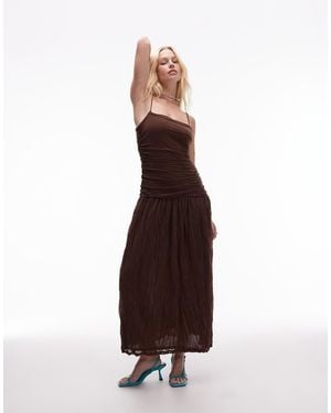 TOPSHOP Drop Waist Crinkle Mesh Maxi Dress - Multicolour