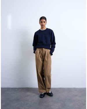 TOPSHOP Pantalones Capri Con Jaretas En La Cintura De - Azul