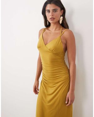 ASOS Slinky Double Strap Detail Maxi Dress - Yellow