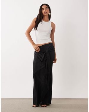 ASOS Co-ord Plisse Maxi Skirt With Knot Belt Detail - White