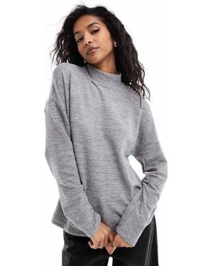 Vero Moda Hoogsluitende Oversized Top Van Jersey - Grijs