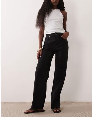 ASOS Straight Cut Wide Leg Jeans - Black