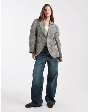 ASOS Blazer Doppiopetto Sartoriale Con Maniche Cocoon A Quadri - Grigio