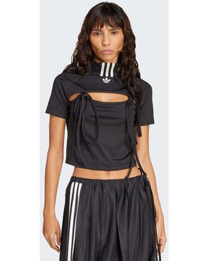adidas Originals Crop Top Con Cut-Out E Nastri - Nero
