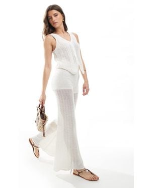 Pull&Bear Pantaloni All'Uncinetto Bianchi - Bianco