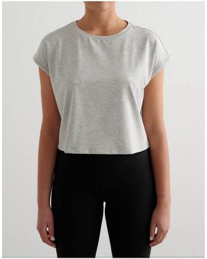 Aim'n Melange Soft Basic Roll Sleeve Top - Blue