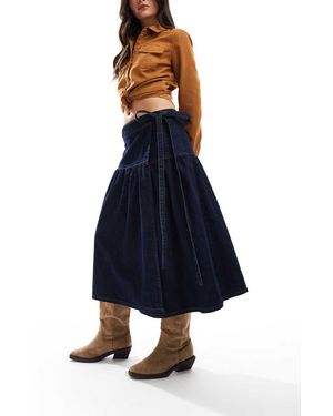 ASOS Denim Awkward Length Wrap Skirt - Blue