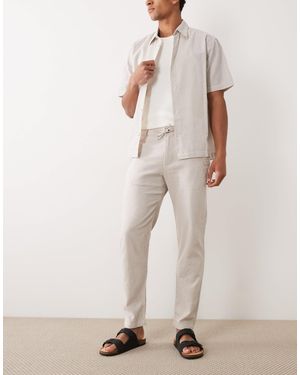 SELECTED Linen Blend Drawstring Pants - Natural