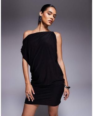 Fashionkilla Exclusive Off Shoulder Drape Mini Dress - Black