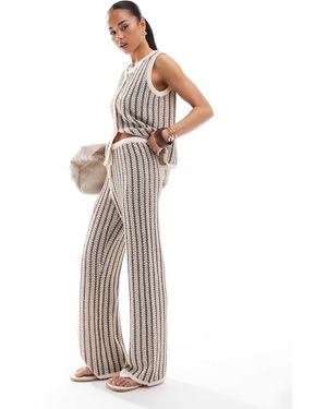 4th & Reckless Pantalon d'ensemble ample en maille rayée - Blanc