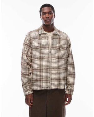 Obey Parker Flannel Zip Up Shirt Jacket - Natural