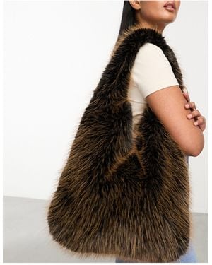 Urbancode Tipped Faux Fur Bag - Black