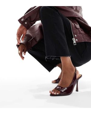 SEQWL Wide Fit Zapatos Peep Toe Oscuro Destalonados De Tacón Alto Mokka De -Neutro - Negro