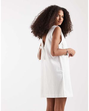 ONLY Bow Detail Denim Mini Dress - White