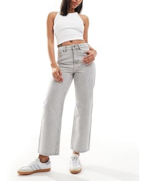 Bershka Ankle Length Straight Wide Leg Jeans - Gray