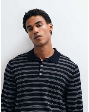 ARKET Pure Merino Wool Long Sleeve Polo - Blue