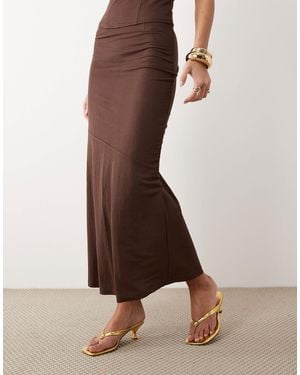 ASOS Linen Look Bias Maxi Skirt - Brown