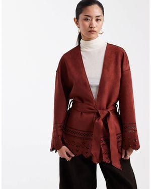 Miss Selfridge Faux Suede Cut Work Jacket - Red