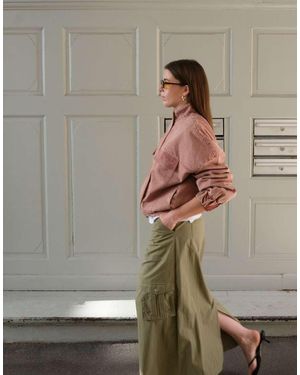 NA-KD X Charlotte Olivia Cropped Twill Jacket - Grey