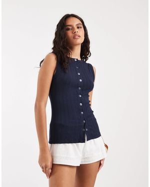 River Island Button Down Tank Top - Blue