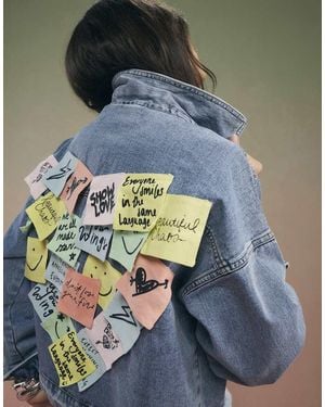 River Island Year Zero Notes Denim Jacket - Blue